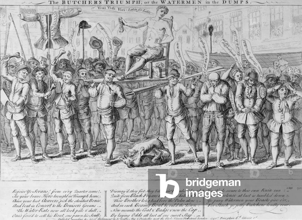 The Butchers Triumph, or Waterman in the Dumps, 1750 (engraving)