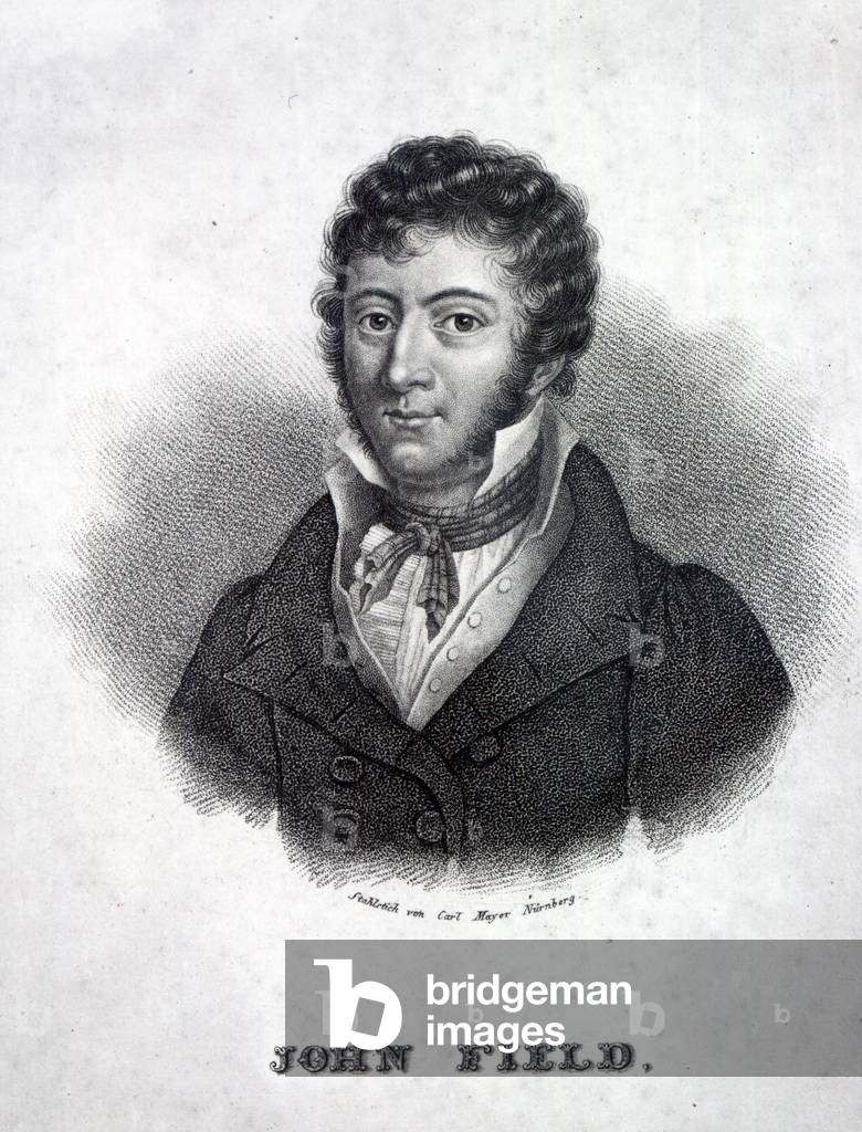 "John Field (Gravur)", 19. Jahrhundert von Carl Mayer, b/w