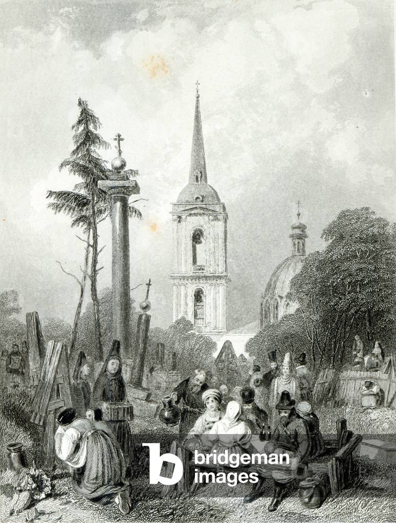 Cemetery of the Smolensko Church, engraved by E.Smith, 1845 (engraving)
