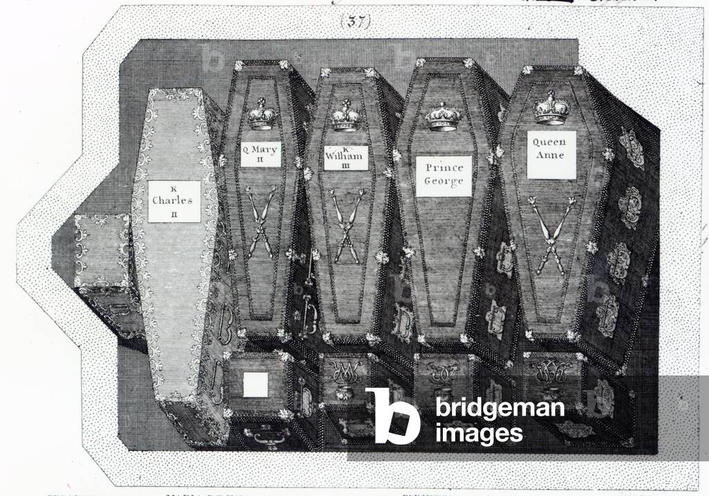 Royal Coffins at Westminster Abbey (engraving)