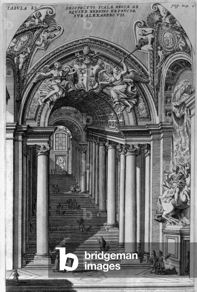 View of the staircase in the Scala Regia, Vatican, Rome (engraving)