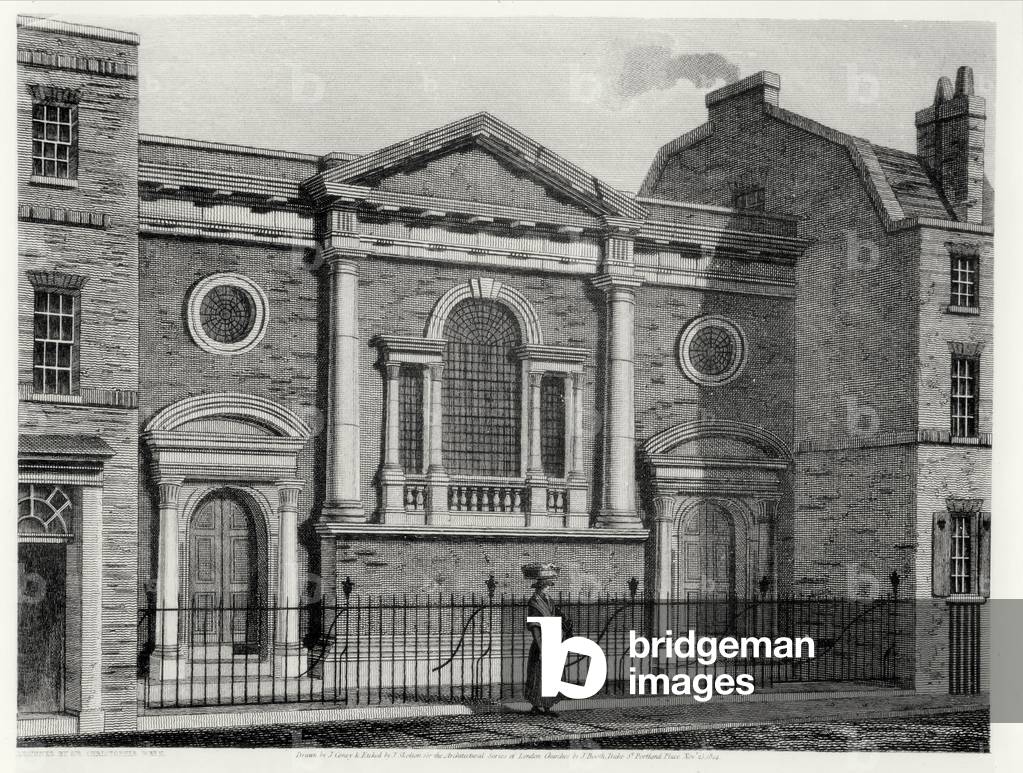 Church of St. Alphage, etched by J. Skelton for the 'Architectural Series of London Churches', pub. by J. Booth, 1814 (etching) (b&w photo)