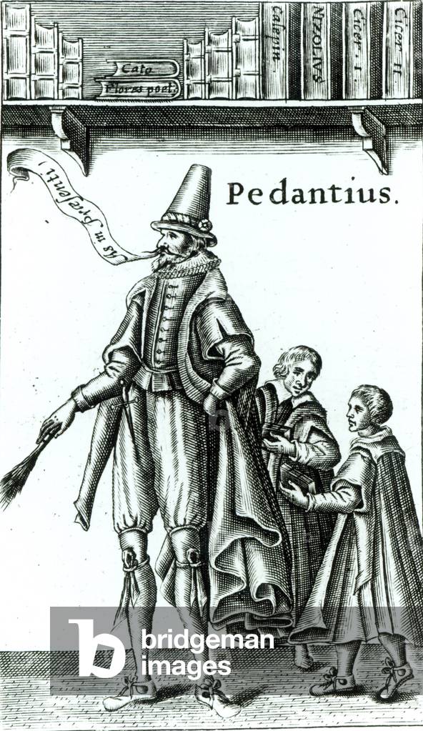 Frontispiece of 'Pedantius', comedy by Edward Forsett produced in Cambridge in 1581 (woodcut)