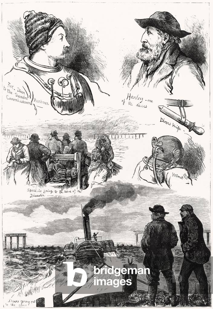 Sketches of the Tay Bridge disaster, 1879 (engraving)