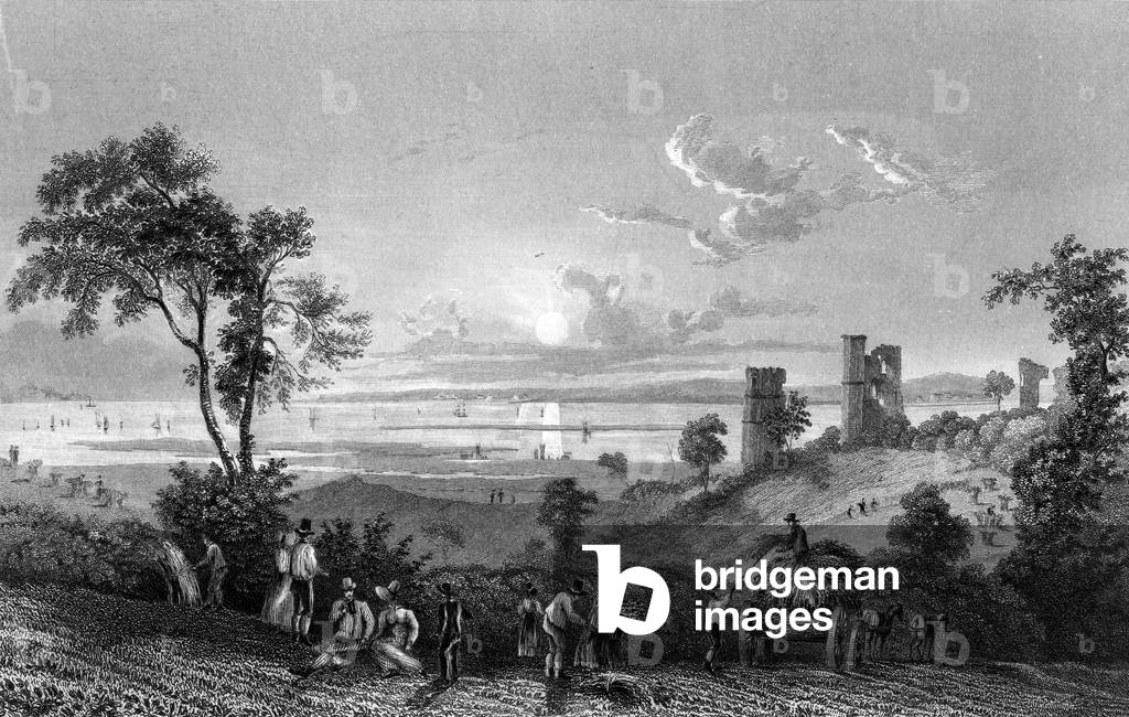 Hadleigh Castle, Essex, looking towards Sheerness, engraved by William Watkins, 1835 (engraving)