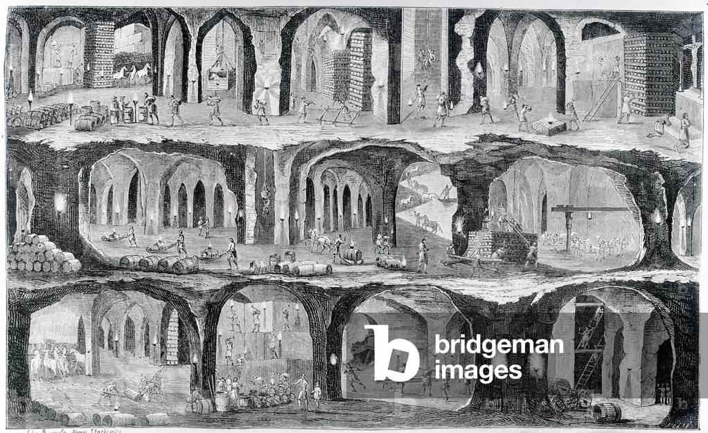 Working in the Wieliczka Salt Mine (engraving)
