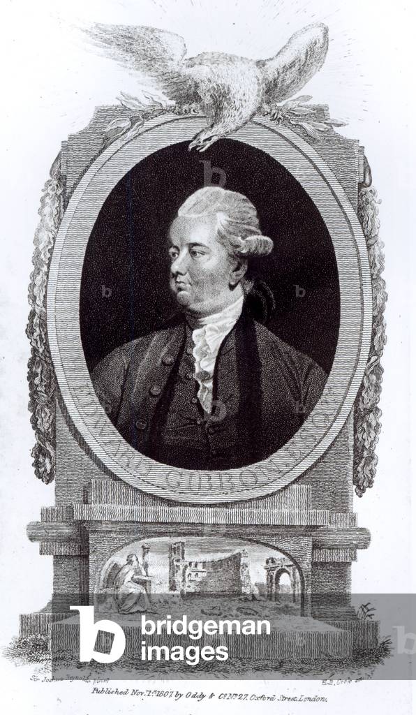 Portrait of Edward Gibbon, from 'The History of the Decline and Fall of the Roman Empire', Vol I, by Edward Gibbon, 1808 (litho)