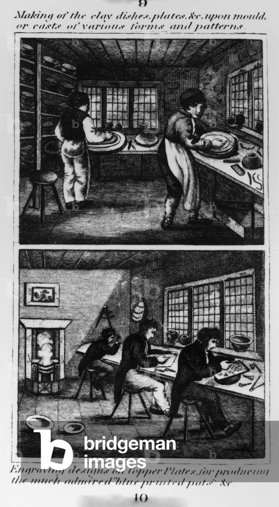Making of the clay dishes, 1827 (engraving)