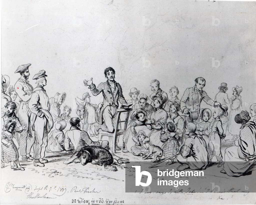 The Field Preacher, 1837 (pen & ink on paper)