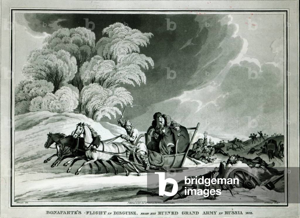 Napoleon in disguise during the retreat from Russia in 1812 (aquatint)