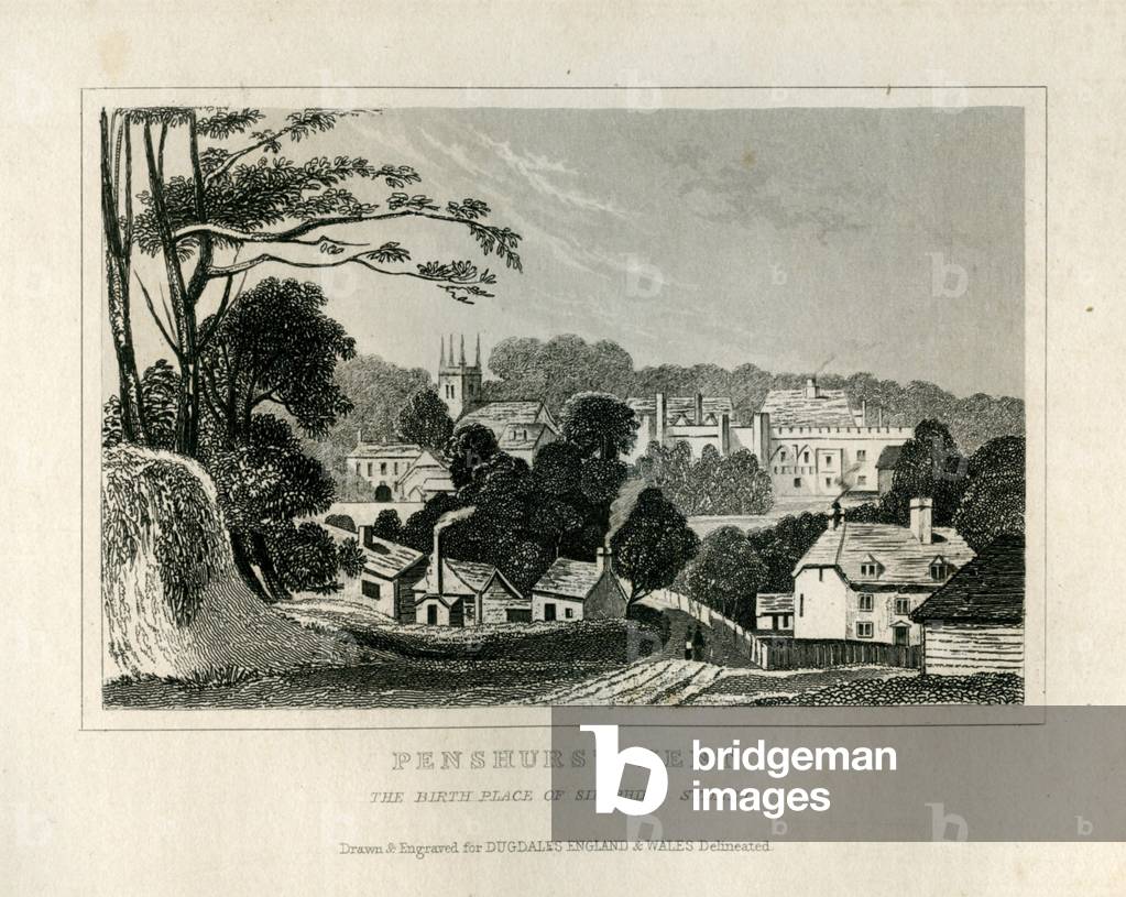 View of Penshurst, Kent, c.1840 (engraving)