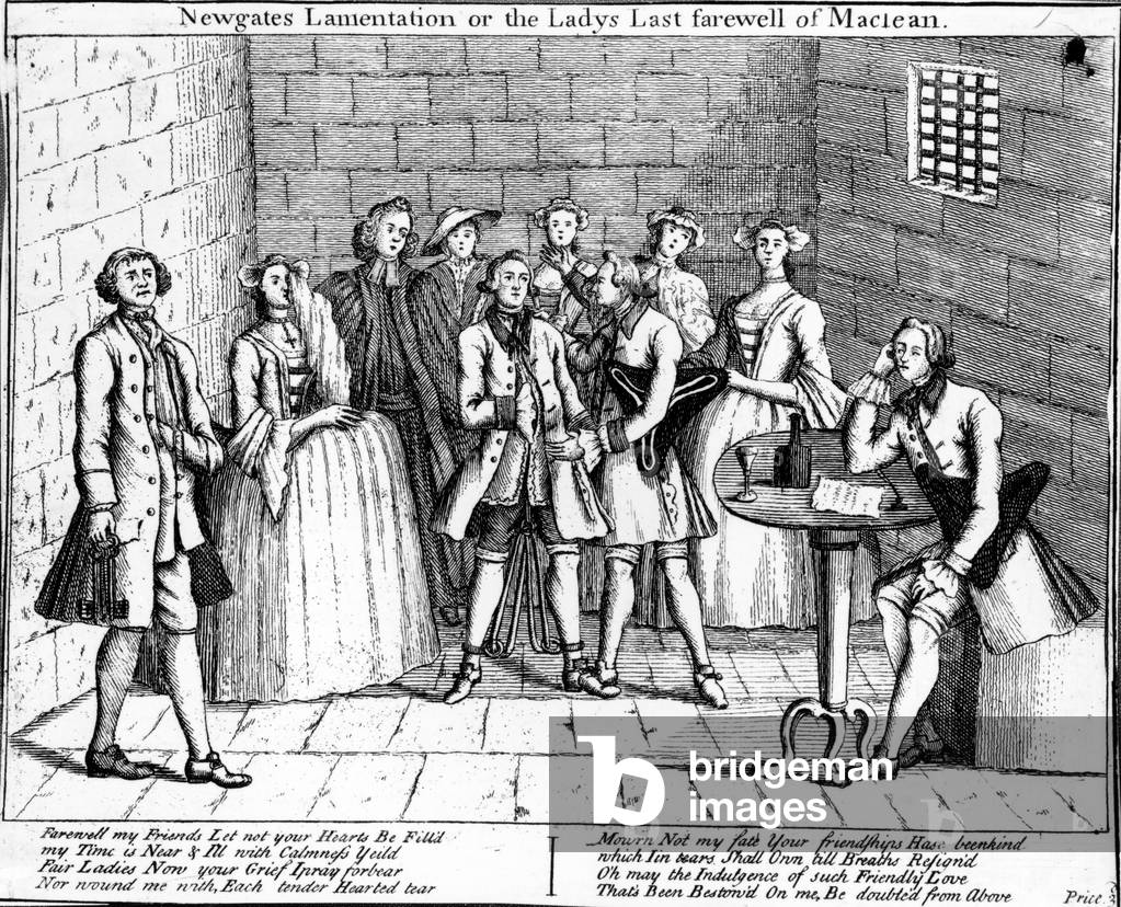 Newgate's Lamentation, or the Ladys Last farewell of Maclean, 1750 (engraving)