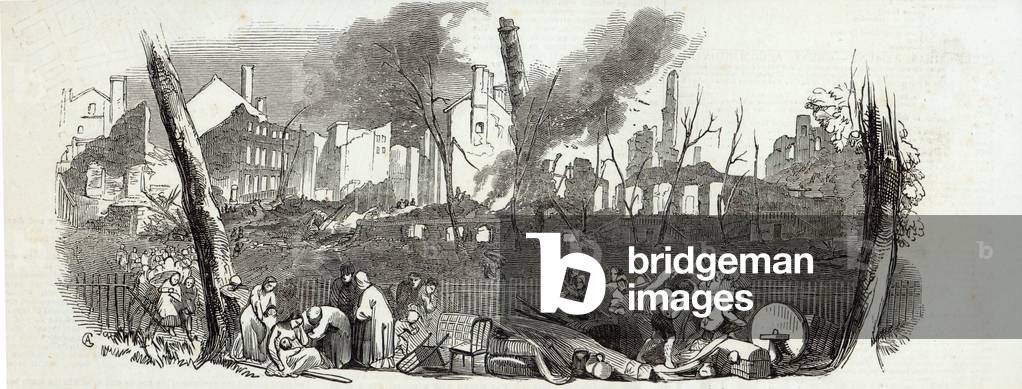 The Bowling-green and Marketfield-street, New York, from The Illustrated London News, 23rd August 1845 (engraving)