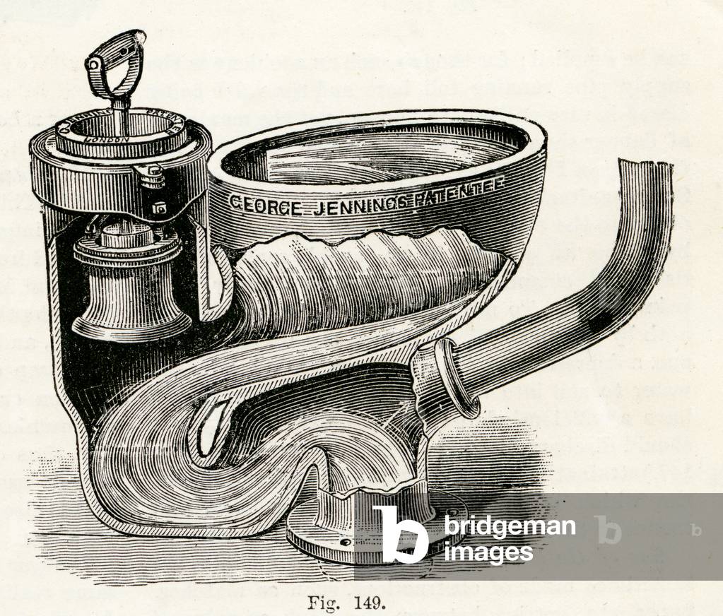 Plunge Valve Closet, with handle lifted, 1870 (engraving)