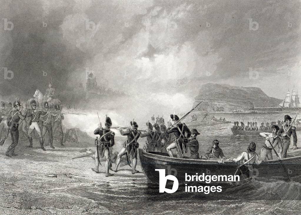 Attempt by the French fleet to land at Bantry Bay, Cork in 1796 (engraving)