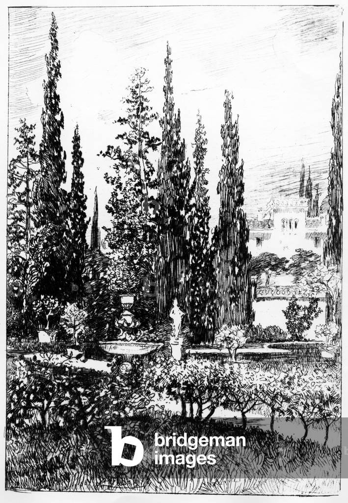The Landscape Garden, illustration to the story by Edgar Allan Poe, c.1884 (etching)