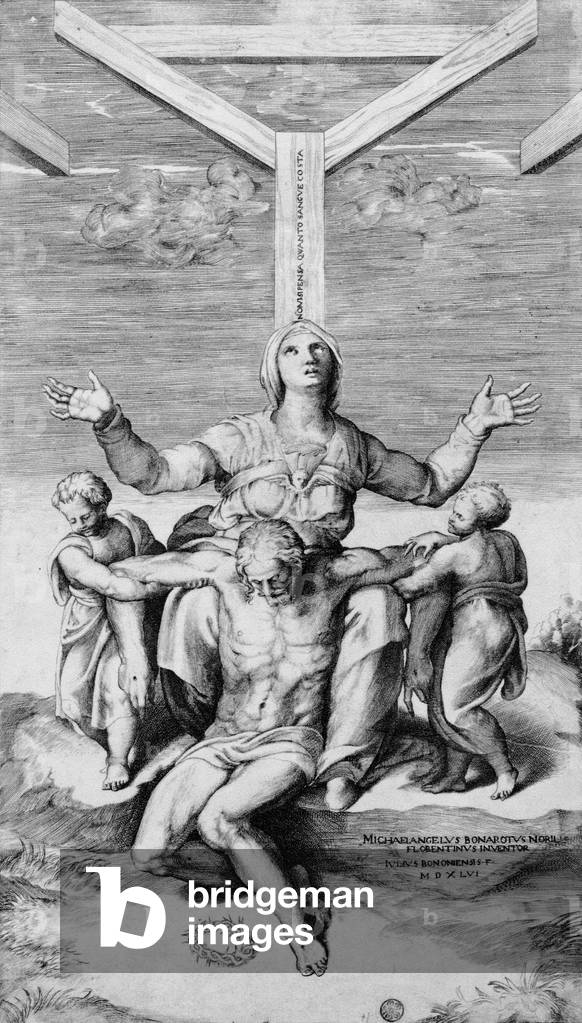 Pieta, engraved by Giulio Bonasone, 1556 (engraving)