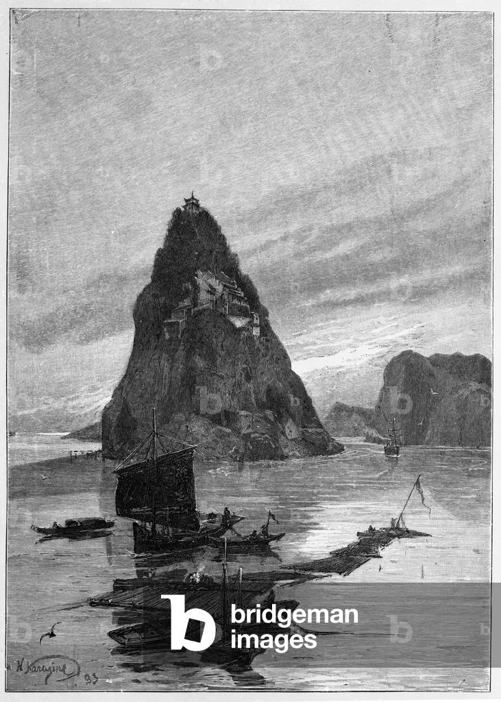 Rock of the Little Orphan on the Yangtze River, 1893 (engraving)