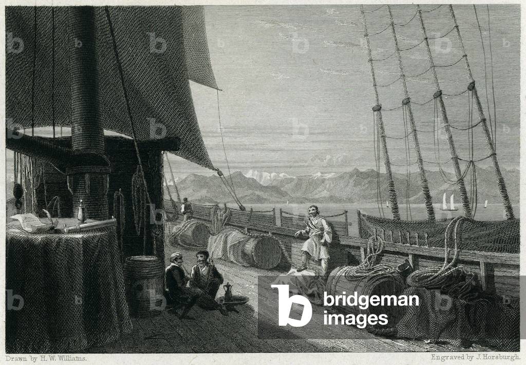 Mountains of Epirus, as seen from sea nearly opposite to Parga. 1829 (engraving)