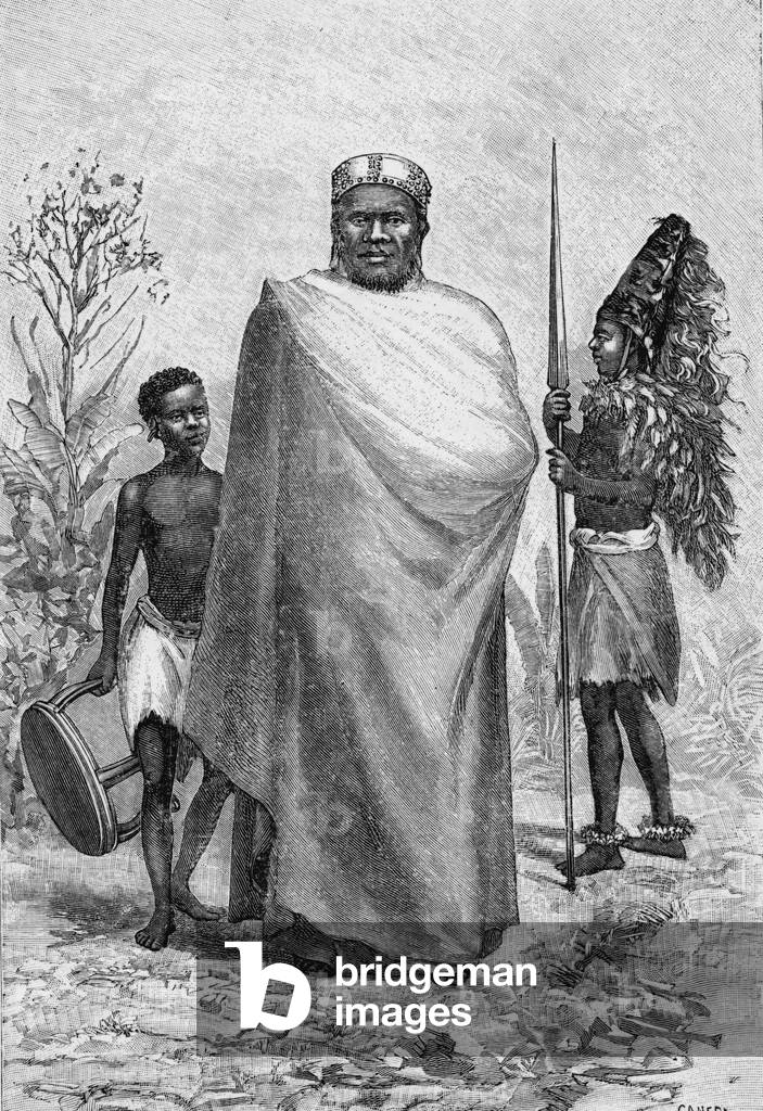 Sina, Sultan of Kibosho and a Warrior (engraving)