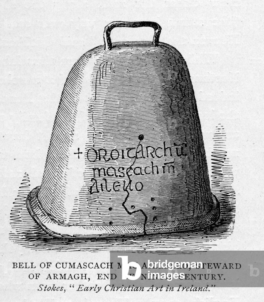 Bell of Cumascach Mac Aillelo, Steward of Armagh, End of Ninth Century, illustration from 'Short History of the English People' by J. R. Green, published 1892 (engraving)