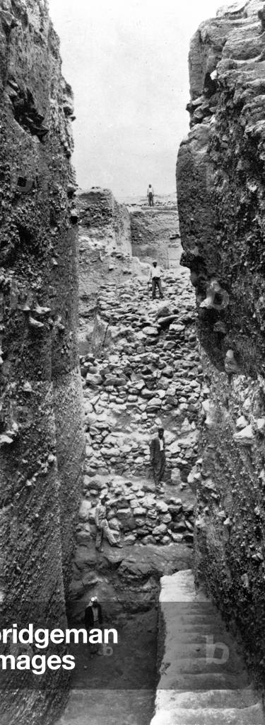 The defences of Jericho in the Pre-Pottery Neolithic A period, c.1930-6 (b/w photo)