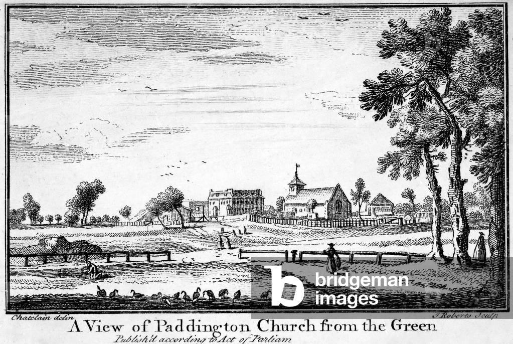 A View of Paddington Church from the Green, c.1750 (etching)