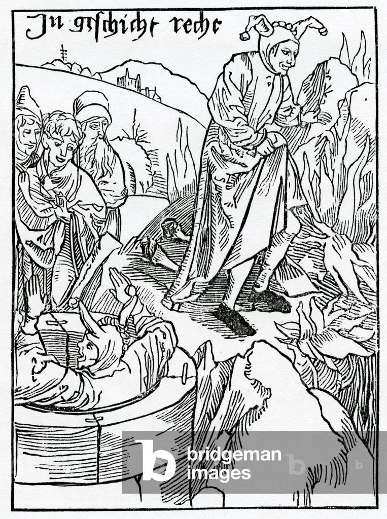 Of them that wyllynge and knowyngly put them self in ieopardy and peryll, illustration from Alexander Barclay's English translation of 'The Ship of Fools', from an edition published in 1874 (engraving)