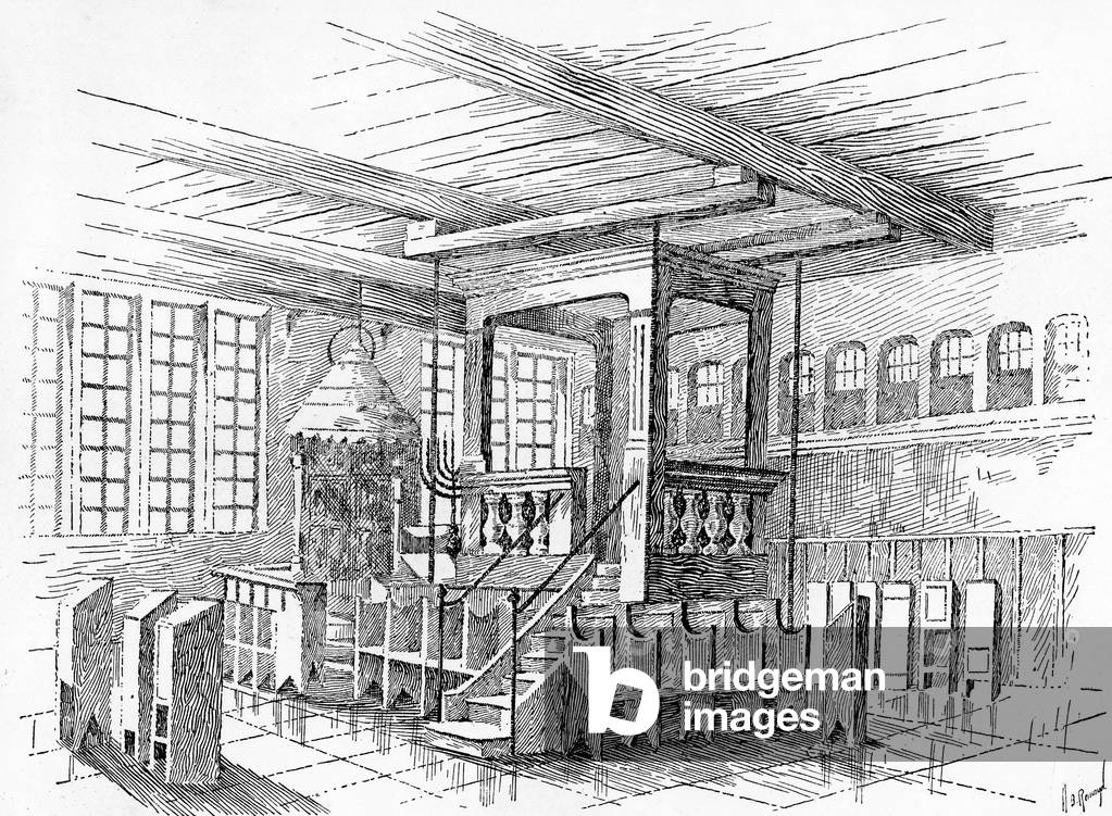 Interior of an old Synagogue at Metz, Germany (engraving)