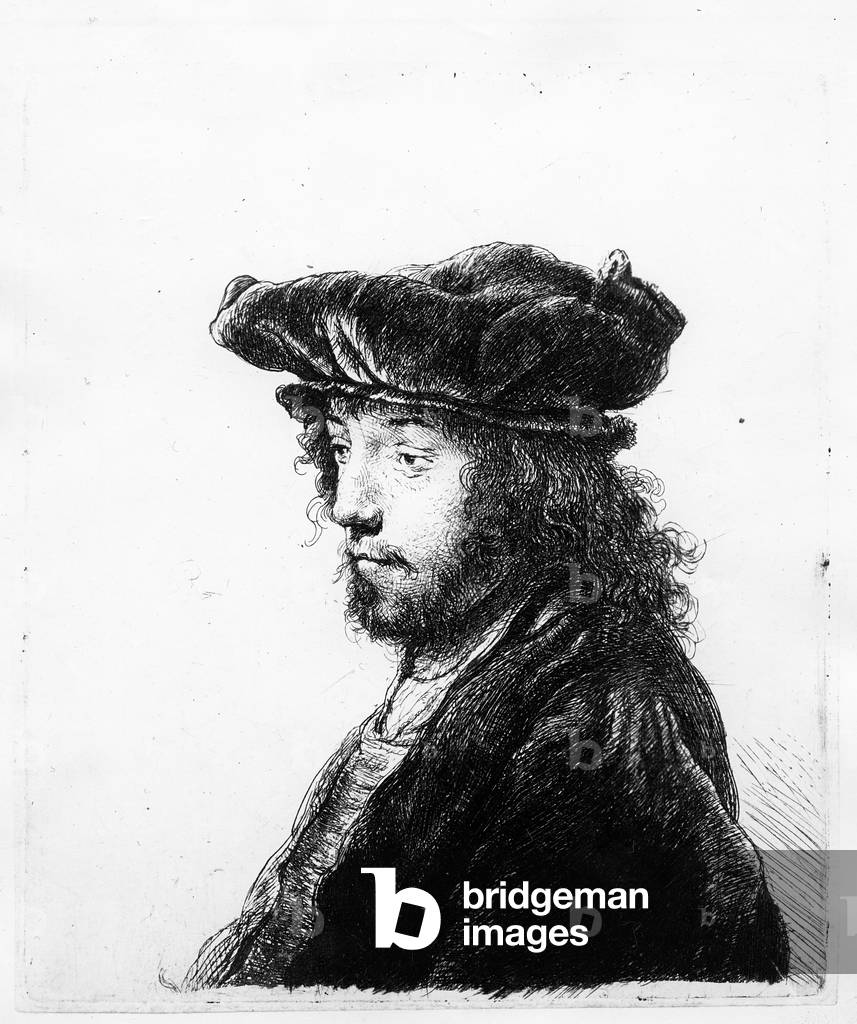 An Oriental Head, etched by Rembrandt, c.1635 (etching)