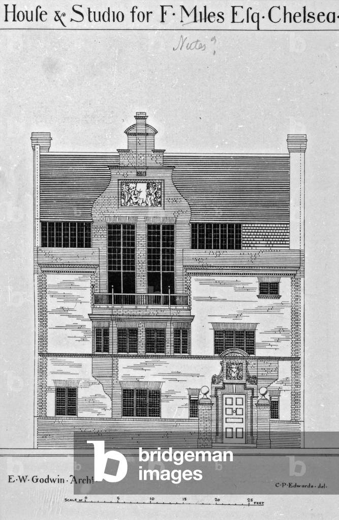 House & Studio for F. Miles Esq., Chelsea, illustration from 'The British Architect and Northern Engineer', published December 6 1878 (litho)