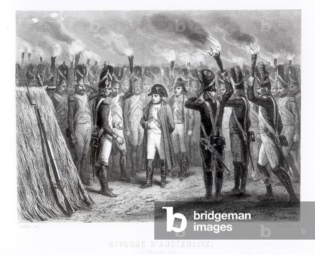 La garde de nuit à Austerlitz, 19th Siècle par Denis Auguste Marie Raffet, b/w