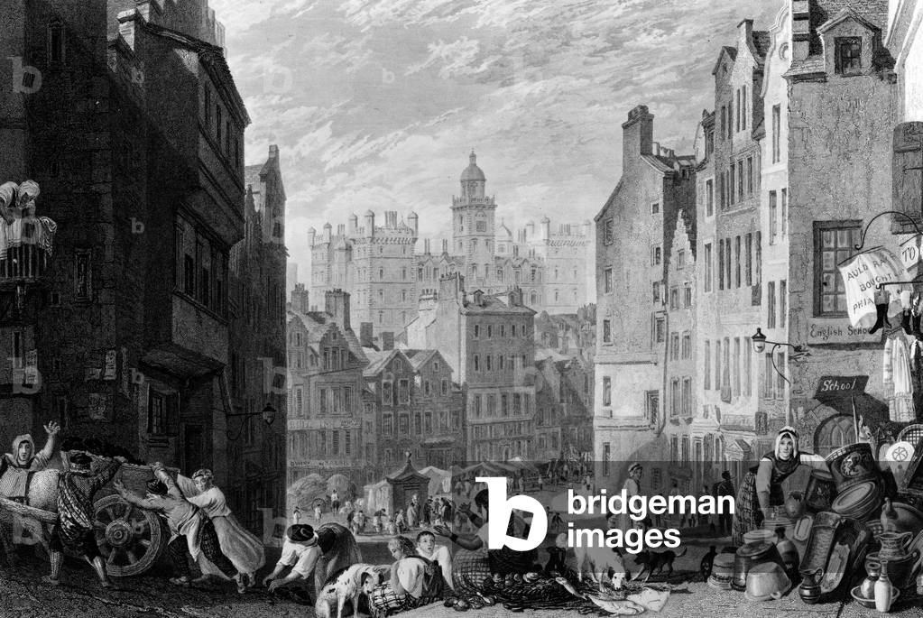 Heriot's Hospital, Edinburgh, engraved by Henry Le Keux, 1822 (engraving)