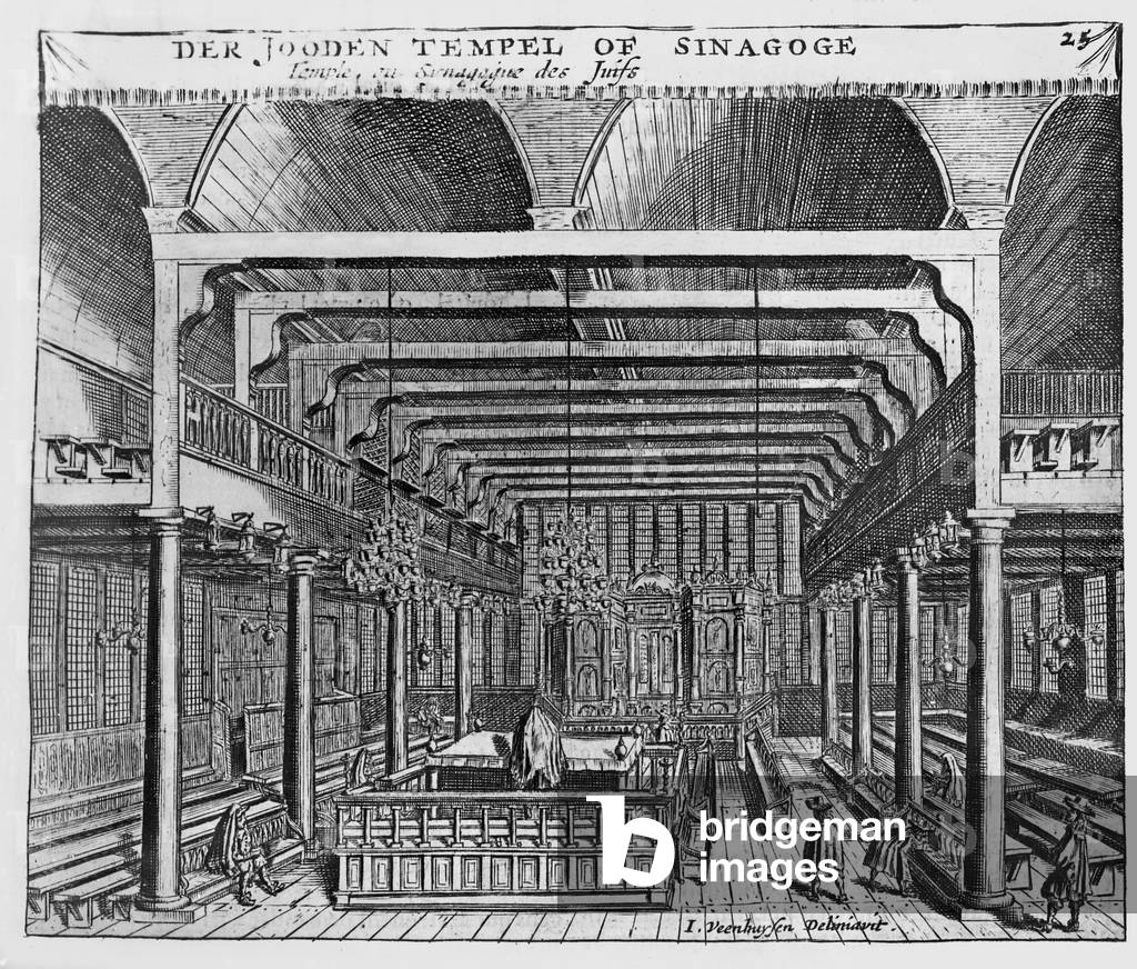 Interieur einer jüdischen Synagoge (Stich)