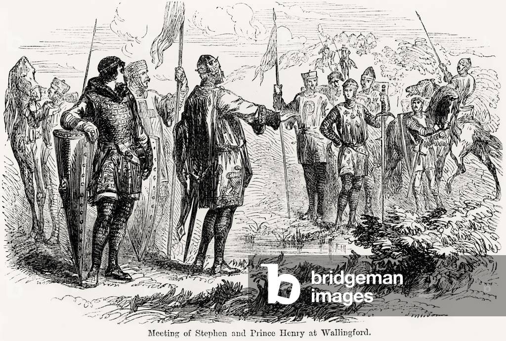 Meeting of Stephen of Blois (c.1097-1154) and Prince Henry of Anjou (1133-89) at Wallingford (engraving)