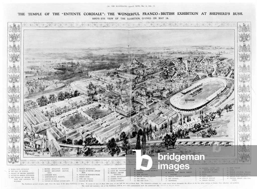 The Temple of the 'Entente Cordiale': The Wonderful Franco-British Exhibition at Shepherd's Bush, from 'The Illustrated London News', 16th May 1908 (litho)