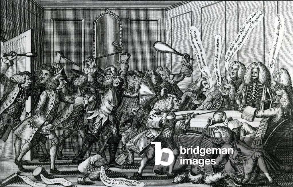 The Siege of Warwick-Castle, or The Battle between the Fellows and Licenciates, 1768 (etching)