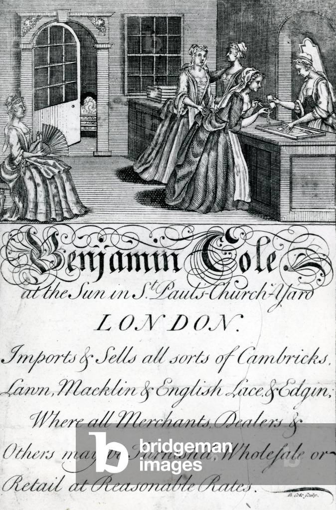 Trade Card, Benjamin Cole, London tradesman (engraving)
