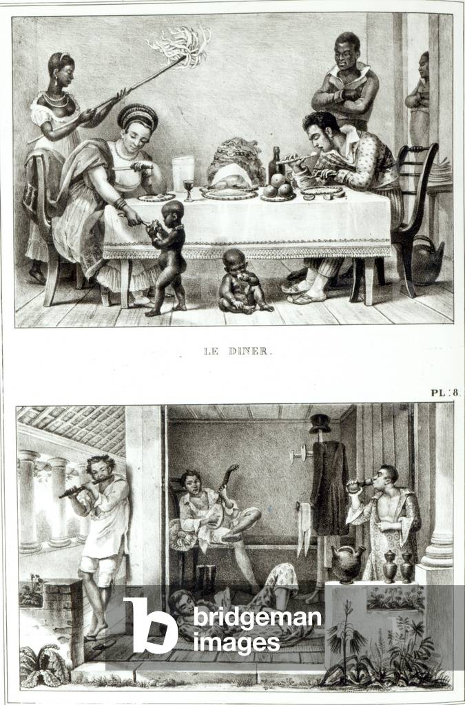 Immagine di Stampa "Cena e relax dopo cena (litografia)", 19th Secolo di French School