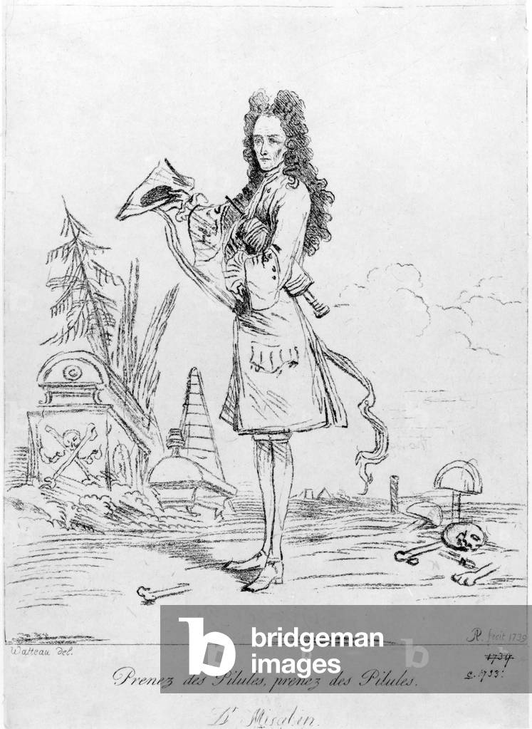 Prenez des pilules, prenez des pilules - Dr. Misabin, 1739 (etching)