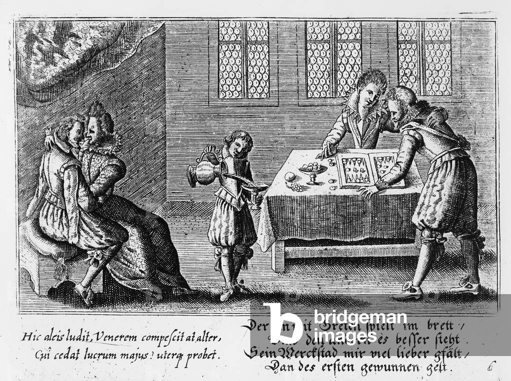 People Playing Backgammon (engraving)