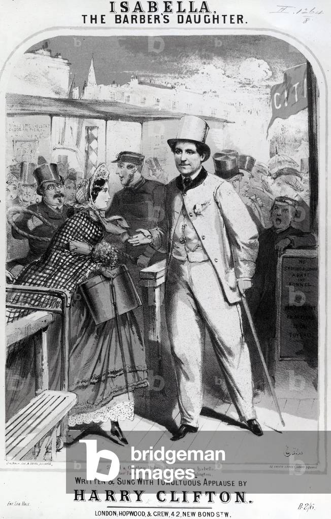 Isabella the Barber's Daughter, advert for the music of Harry Clifton, 1865 (lithograph)