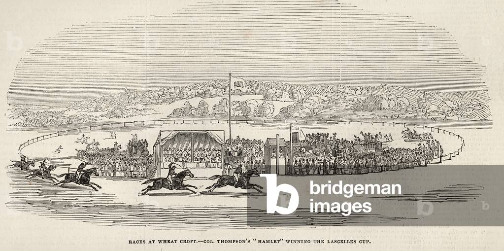 Races at Wheat Croft: Col. Thompson's 'Hamlet' winning the Lascelles Cup, from 'The Illustrated London News', 15th November 1845 (engraving)