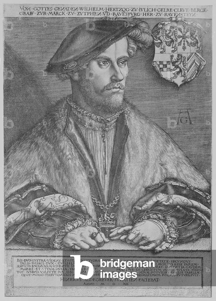 "Duca Guglielmo V di Cleve", 1540 di Heinrich Aldegrever, b/w