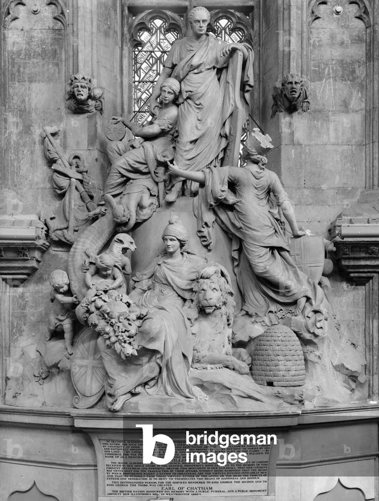 Monument to William Pitt the Elder, 1782 (marble) (b/w photo)