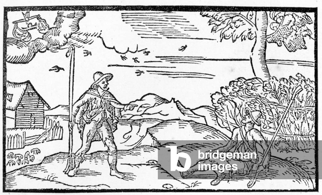 Month of September, from 'The Shepheardes Calender' by Esmond Spenser (1552-99), facsimile of original published in 1579 (woodcut) (b/w photo)