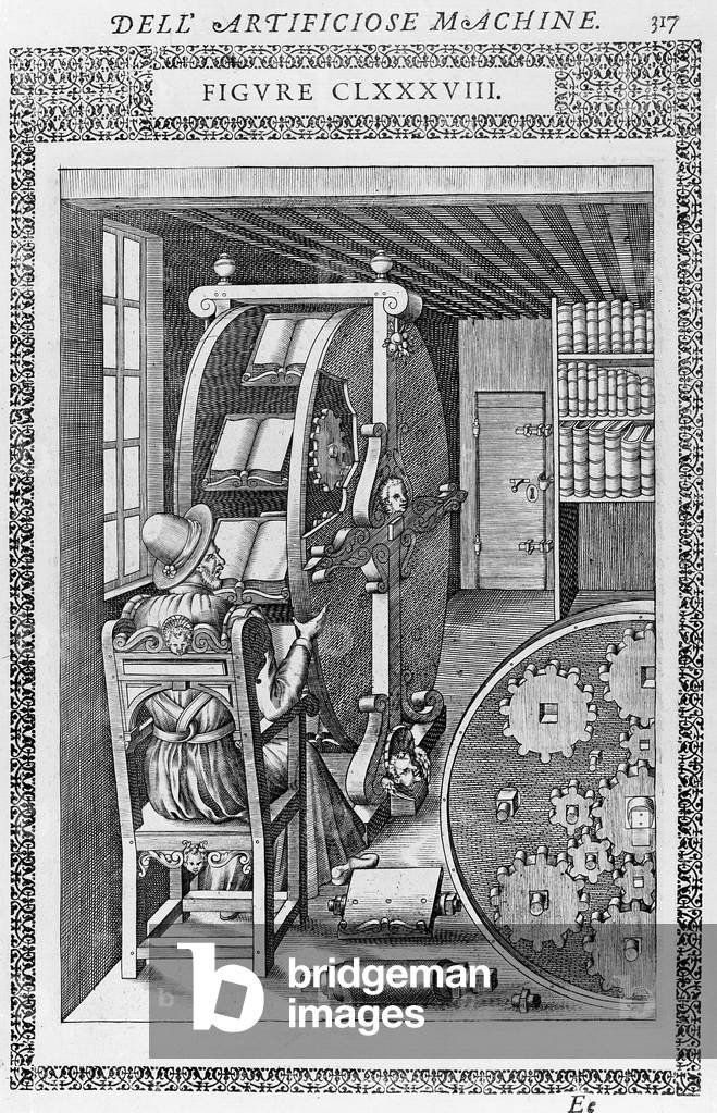 A page from the book 'Le diverse et artificiose machine', 1588 (engraving)