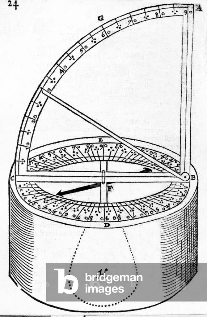 Navigational Instrument invented by Reginaldus Petraeus, illustration from 'The Haven-Finding Art' by Simon Stevin, published 1599 (woodcut)