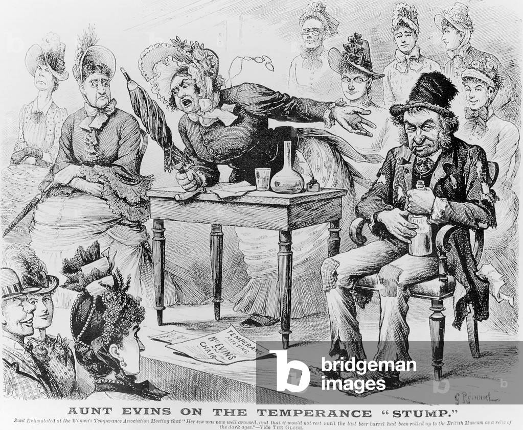 Aunt Evins on the Temperance 'Stump' (engraving)