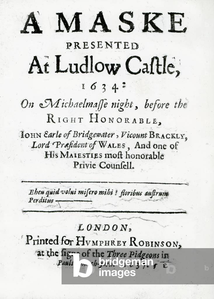 Titlepage of 'A Maske presented at Ludlow Castle, 1634'